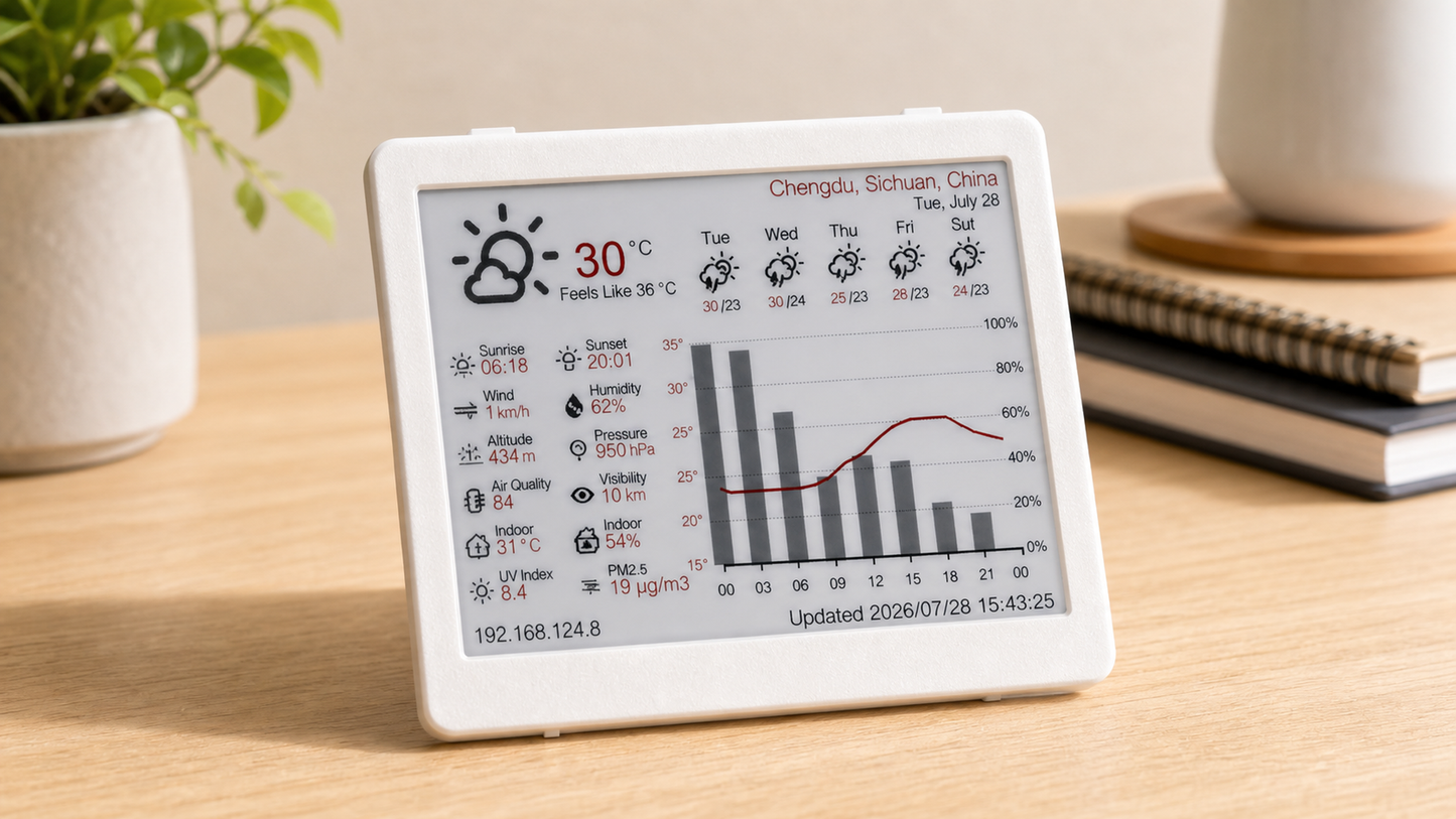 NM-EPD-420 4.2 inch e-Paper ESP32-S3 Development Board WiFi Weather Station Dashboard AHT20 ES8311 Codec