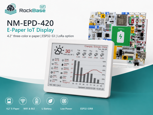 NM-EPD-420 4.2 inch e-Paper ESP32-S3 Development Board WiFi Weather Station Dashboard AHT20 ES8311 Codec